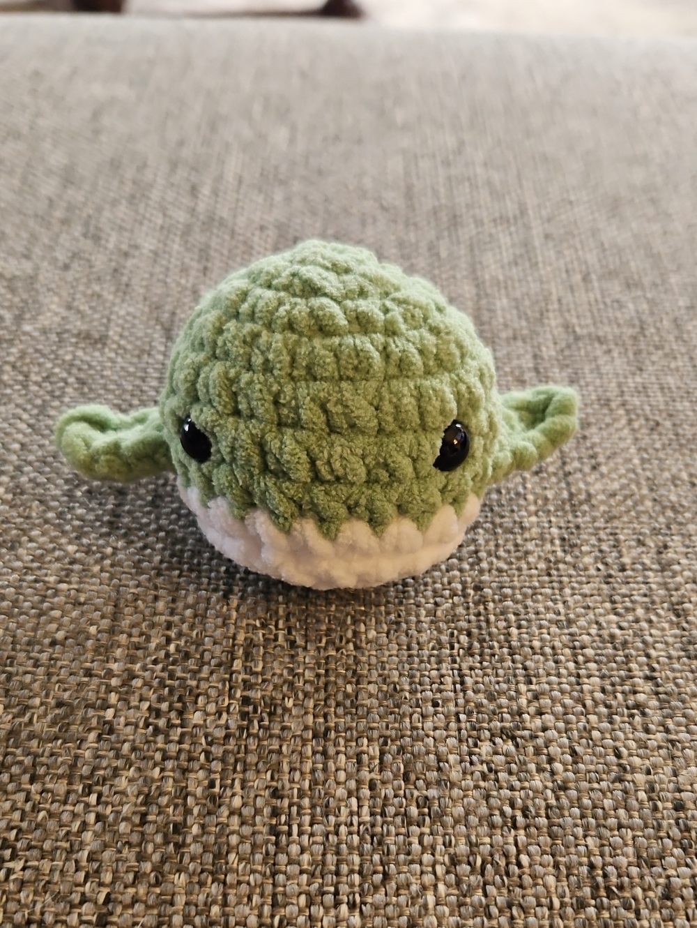 Handmade Crochet Green And White  Plush Whale - Small